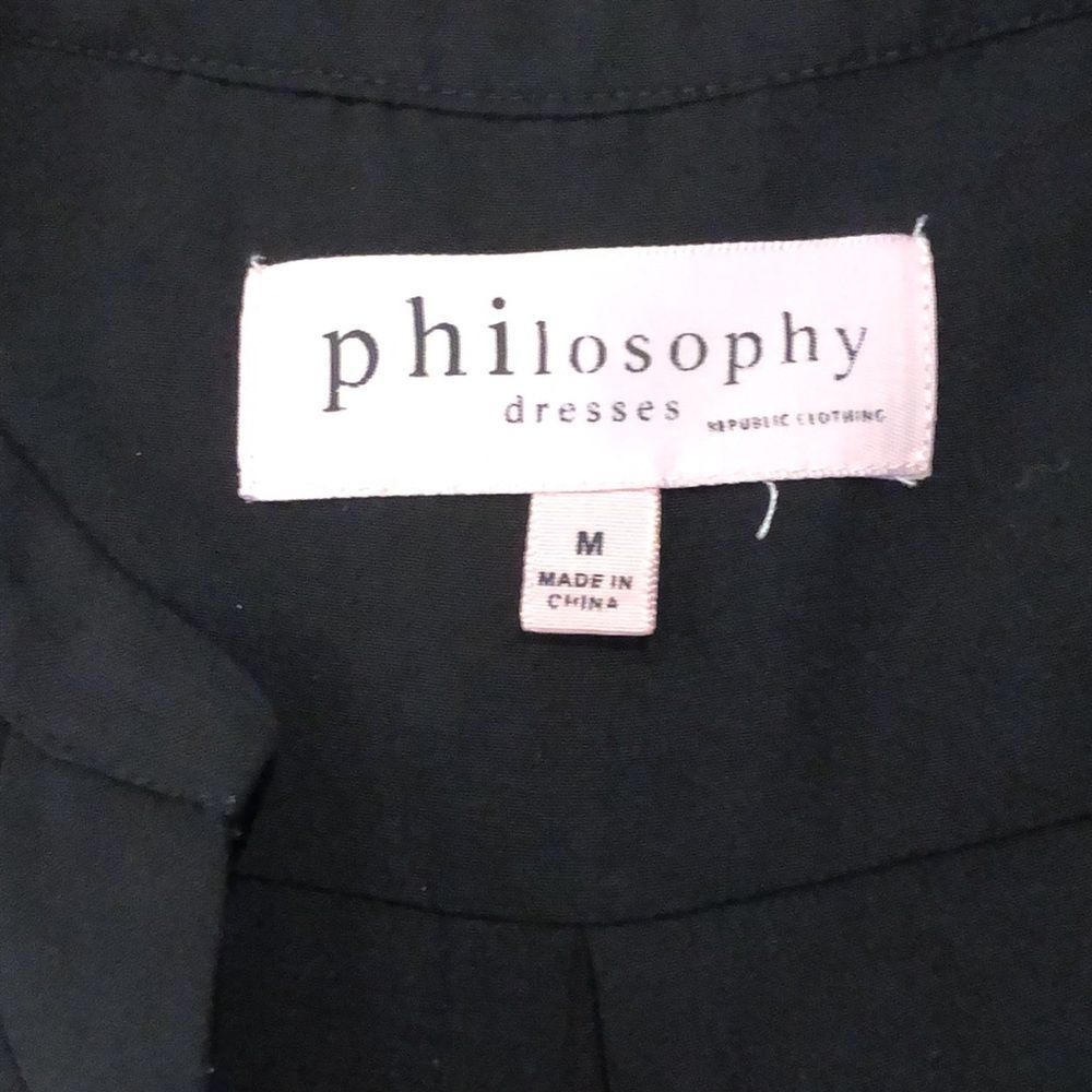 PHILOSOPHY Black Sleeveless V-Neck Shirt Dress Sz Medium - Picture 7 of 13
